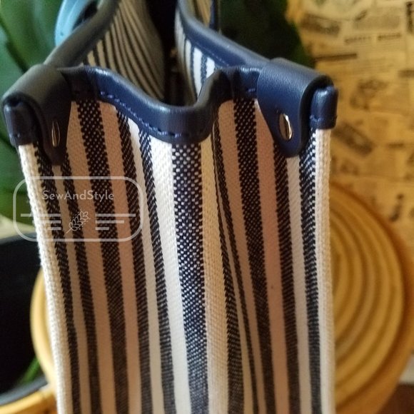 BLUE MULTI MARKET STRIPE TOTE KATE SPADE MEDIUM TOTE BRAND NEW - Picture 7 of 12